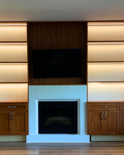 The beautiful living space with TV shelves in Victoria Island