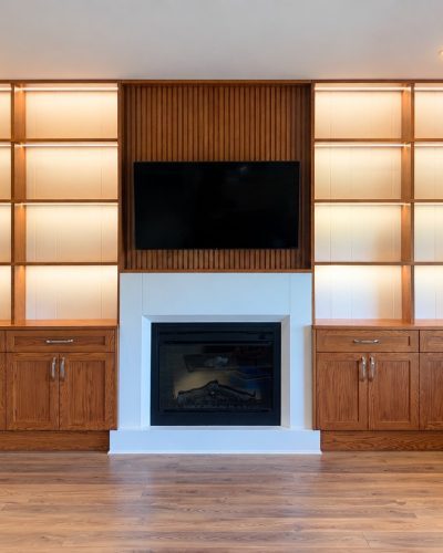 The beautiful living space with TV shelves in Victoria Island
